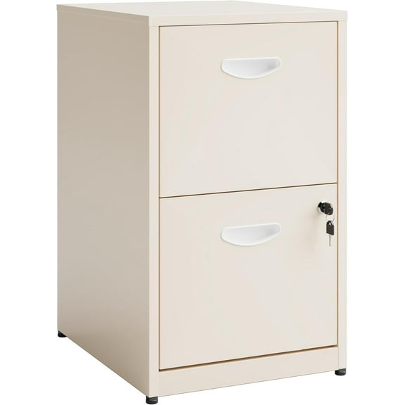 2 Drawer File Cabinet with Lock, Locked Filing Cabinets for Home Office, Small File Cabinets for Under Desk, Metal Files Cabinet for Hanging Letter Size, Cream, Assembly Required