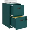 thumbnail image 1 of 2 Drawer File Cabinet with Lock, Metal File Cabinets for Home Office, Under Desk Storage, Printer Stand, Office File Cabinets for Letters and File Boxes, Assembly Required, Green, 1 of 15