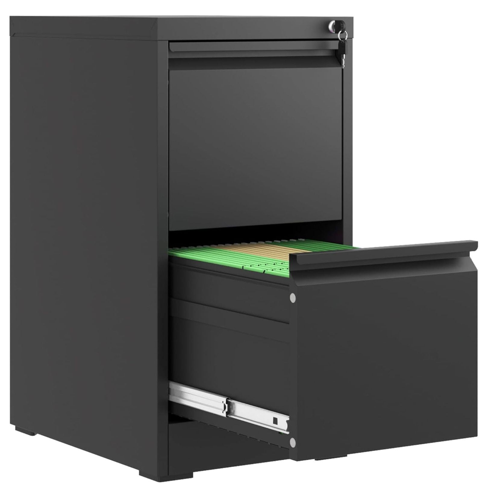 2 Drawer File with Lock, Metal Vertical Filing for