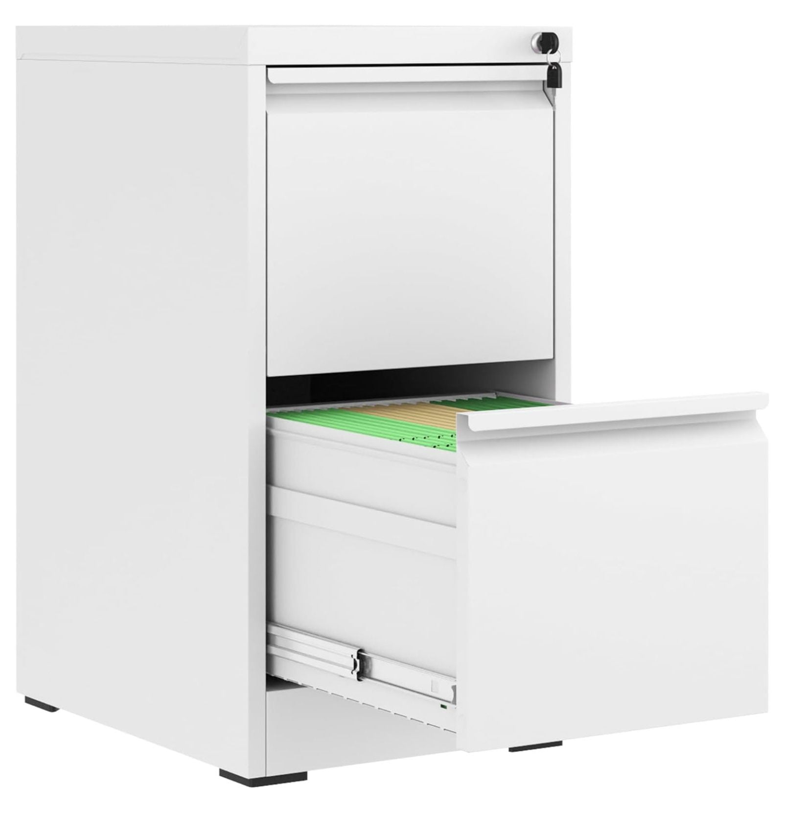 2 Drawer File with Lock, Metal Vertical Filing for