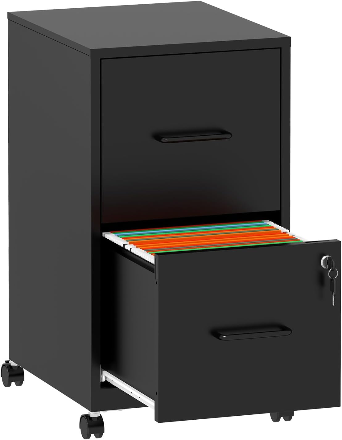 2 Drawer File with Lock,Small Rolling Metal Office Storage