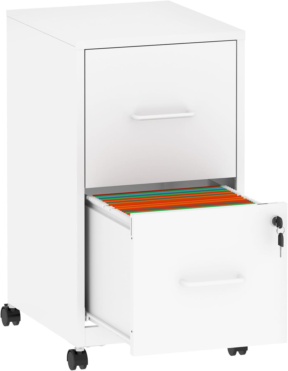 2 Drawer File Cabinet with Lock,Small Rolling Metal Office Storage ...