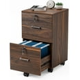 thumbnail image 1 of 2 Drawer File Cabinet with Lock, Wood Dark Brown File Cabinets for Letter Size File Folders with Tabs, Under Desk Rolling Filing Cabinet for Home Office, Mobile File Organizer Printer Stand, 1 of 16