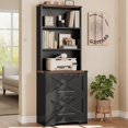 thumbnail image 1 of 2 Drawer File Cabinet with Lock, Wood Filing Cabinet fits Letter, Legal, A4 Size, Hanging File Folders, Farmhouse File Cabinets for Home Office with Adjustable Storage Shelf, Black, 1 of 7