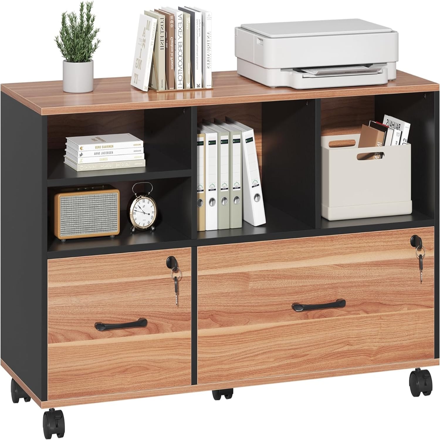 2 Drawer File for Office Lockable Rolling Filing with