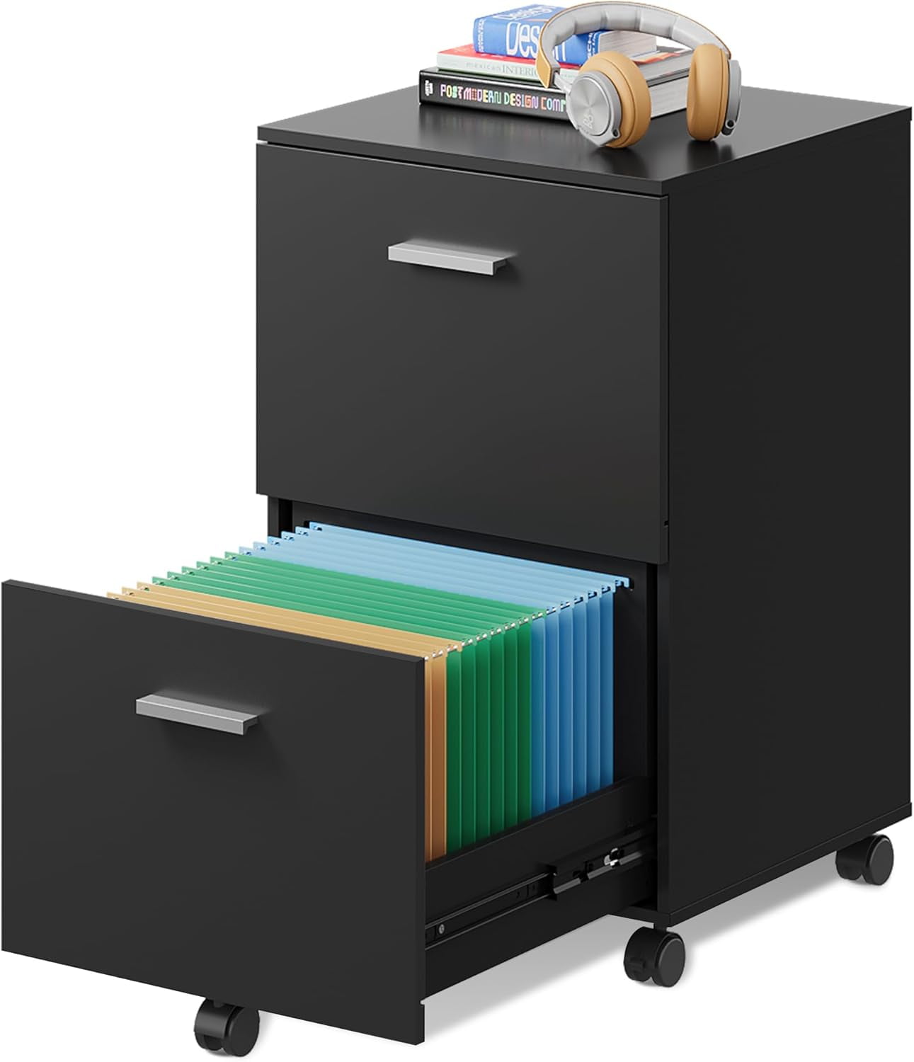 2 Drawer File Cabinet, Small Rolling Filing Cabinet for Home Office ...