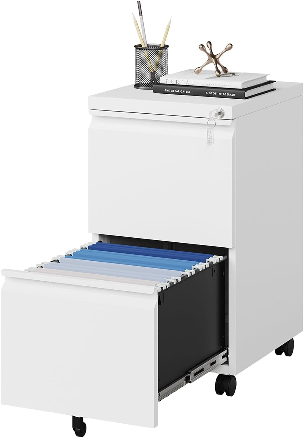 2 Drawer File on Wheels, Home Office Mobile File Drawers Under