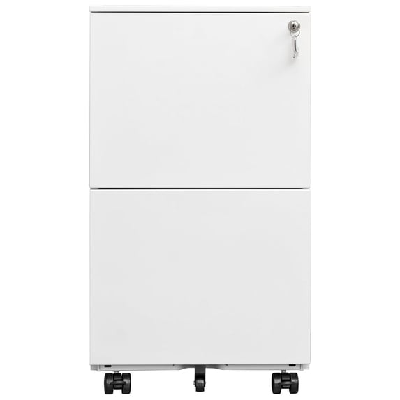 2 Drawer File Cabinet with Lock Mobile Metal Office Storage Filing Cabinet Fully Assembled for A4, Letters, and Legal Documents, White