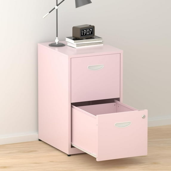 2 Drawer File Cabinet with Lock,Small Filing Cabinet for Home Office, Metal Vertical File Under Desk Cabinet for A4/Letter,Assembly Required,Pink