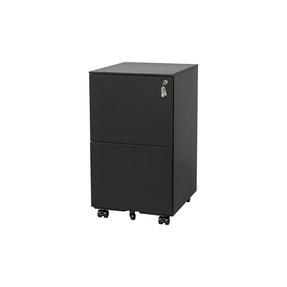2 Drawer File Cabinet with Lock, Steel Mobile Filing Cabinet on Anti-tilt Wheels, Rolling Locking Office Cabinets Under Desk for Legal/Letter Size