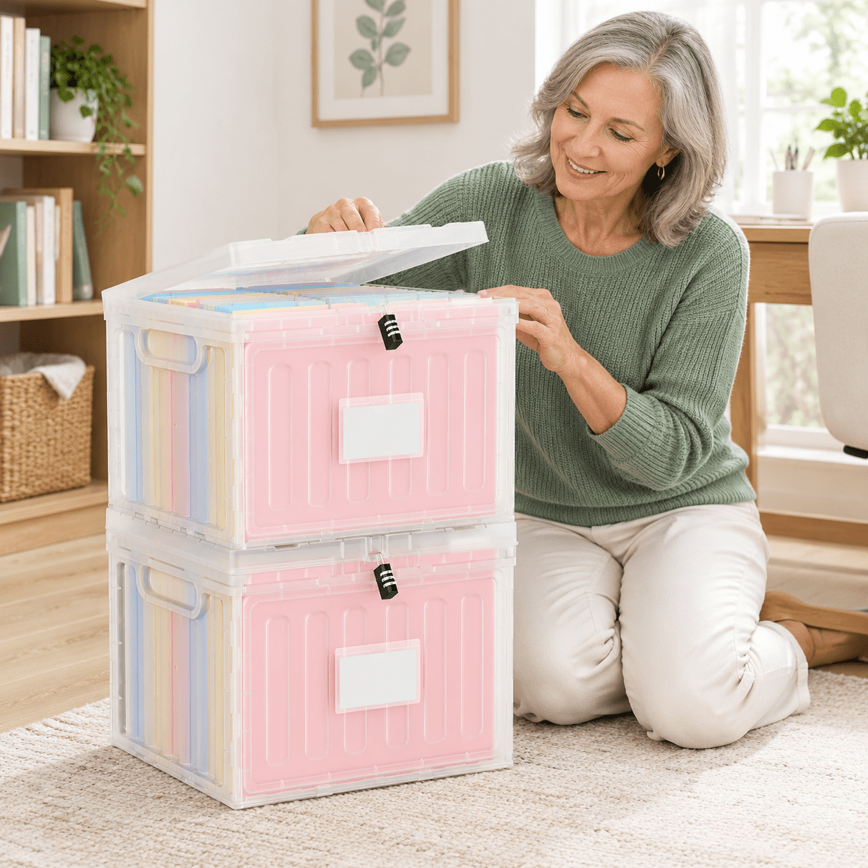Container For Cabinet 2 Drawer File Cabinets Plastic Box For Letter Size Hanging Folders Easy ...