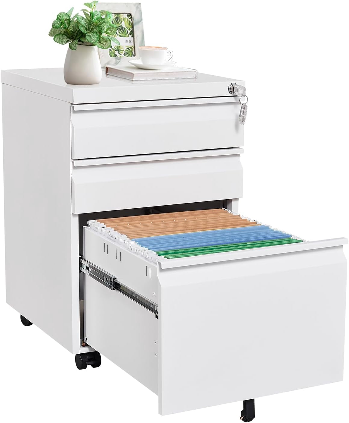 2 Drawer Filing Cabinets with Lock, Narrow Vertical File Cabinets for ...