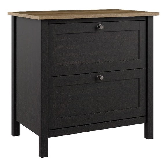 2 Drawer Lateral File Cabinet In Vintage Black/Reclaimed Pine