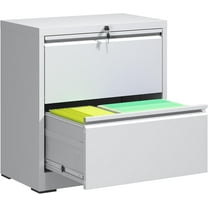 2 Drawer Lateral File Cabinet with Lock, Filing Cabinets for Home Office, Storage Cabinets for Hanging Files Letter/Legal/F4/A4, Require Assembly(White)