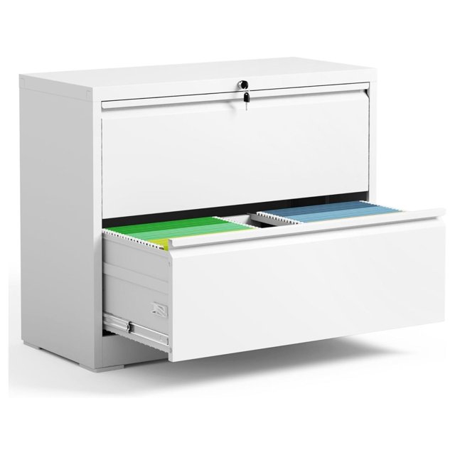2 Drawer Lateral File with Lock, Metal Filing for Home