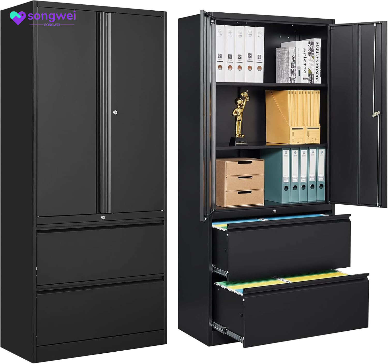 2 Drawer Lateral File Metal Storage with Drawers