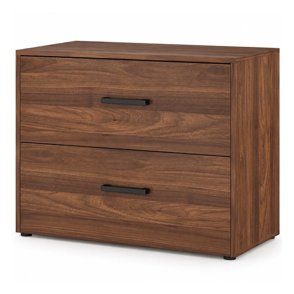 2 Drawer Lateral File Cabinet, Wide Wooden Filing Storage for Home Office, Holds Letter & Hanging Files, Walnut