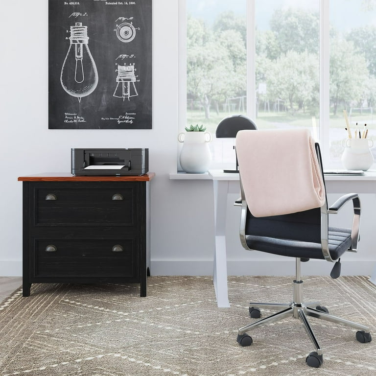 2 Drawer Lateral File Cabinet in Antique Black and Hansen Cherry