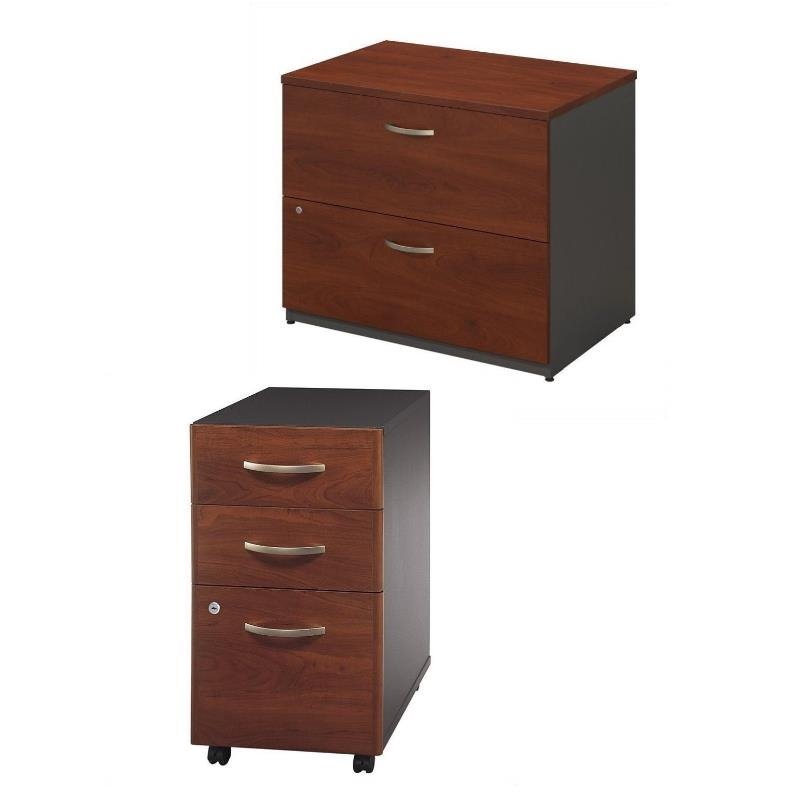 2 Drawer Lateral File and 3 Drawer Mobile Pedestal Set in Cherry - image 1 of 9