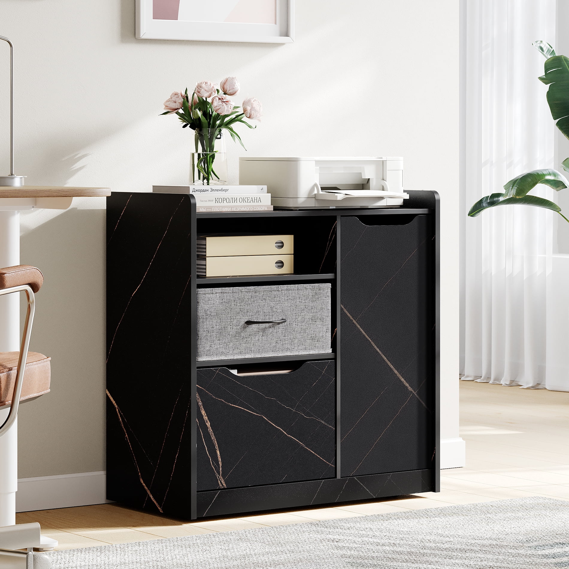 2 Drawer Lateral Wood File Cabinet with Door Mobile Filing