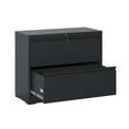 thumbnail image 1 of 2-Drawer Lockable Lateral File Cabinet Black Metal for Legal/Letter/A4/F4 Sizes Home Office, 1 of 19