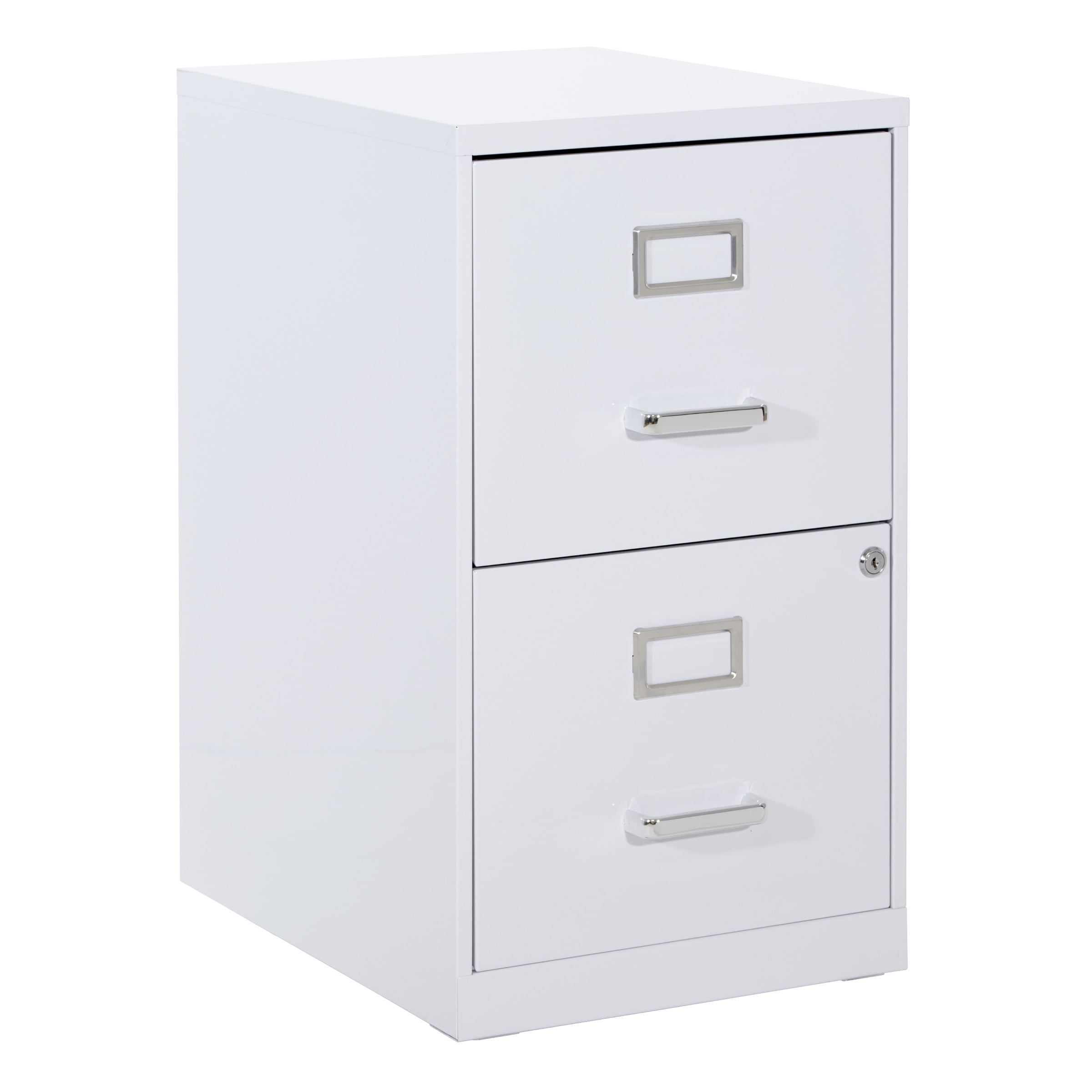2 Drawer Locking Metal File Cabinet in White