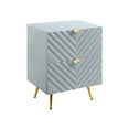thumbnail image 1 of 2 - Drawer MDF Nightstand in High Gloss Gray / Bedroom Storage for Favorite Books and Remotes, 1 of 3