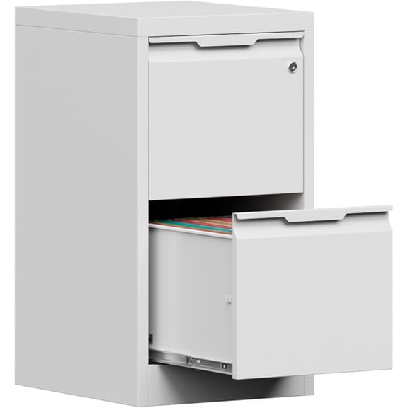 2-Drawer Metal File Cabinet with 1 Lockable Drawer,Steel Printer Stand with Storage for Home Office,Vertical Filing Cabinet for Legal/Letter/A4 Files,Assembly Required(15''W-2 Drawers,White)