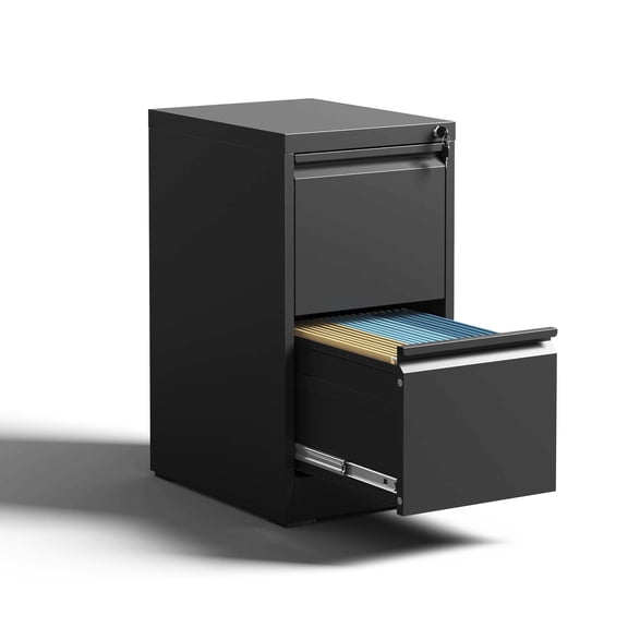 2 Drawer Metal File Cabinet With Lock - Office/home Storage Beneficial Steel Construction Smooth Function Tilt Design Stores A4 Legal/letter Size Space Saver Fits Files