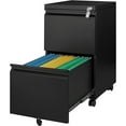 thumbnail image 1 of 2 Drawer Mobile File Cabinet with Lock, Under Desk Metal Rolling Filing Cabinets for Home Office Organizer Letters/Legal/A4 (Black- Requires Installation), 1 of 17