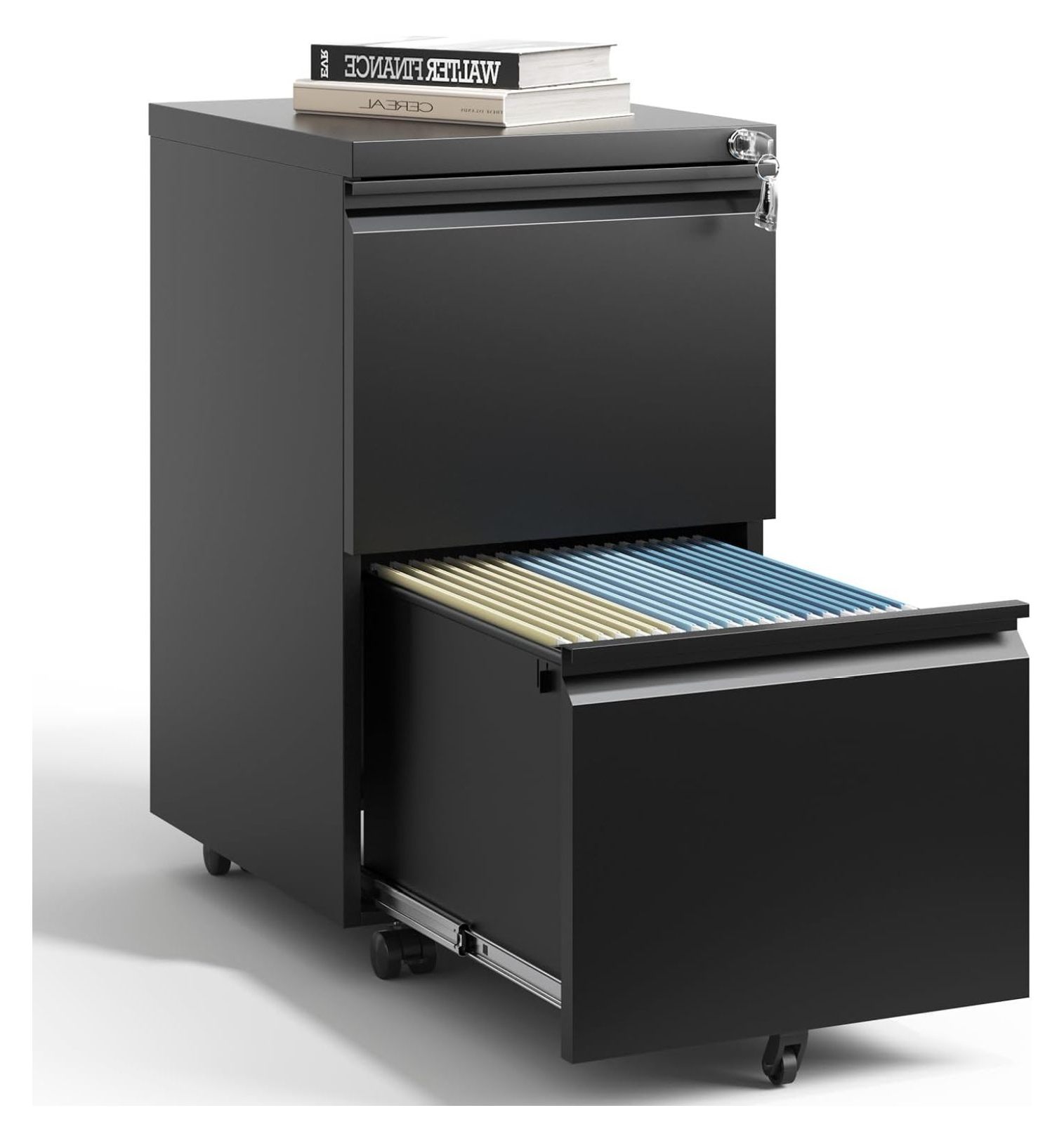 2 Drawer Mobile File with Lock,Under Desk Metal Filing