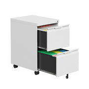 2 Drawer Mobile File Cabinet, Under Desk Storage Cabinet with Lock, Metal Filing Cabinet for A4/F4/Letter