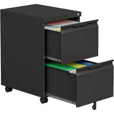 2 Drawer Mobile File Cabinet, Under Desk Storage Cabinet with Lock, Metal Filing Cabinet for A4/F4/Letter