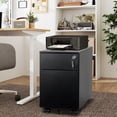 thumbnail image 1 of 2 Drawer Mobile File Cabinet with Lock Vertical File Cabinet Metal Filing Cabinet for Legal/Letter/A4/F4 Size for Home Office, Black, 1 of 6