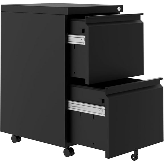 2-Drawer Mobile File Cabinet with Locking Drawers & Wheels, Rolling Metal Filing Cabinet, Compact Design for Letter/Legal Files