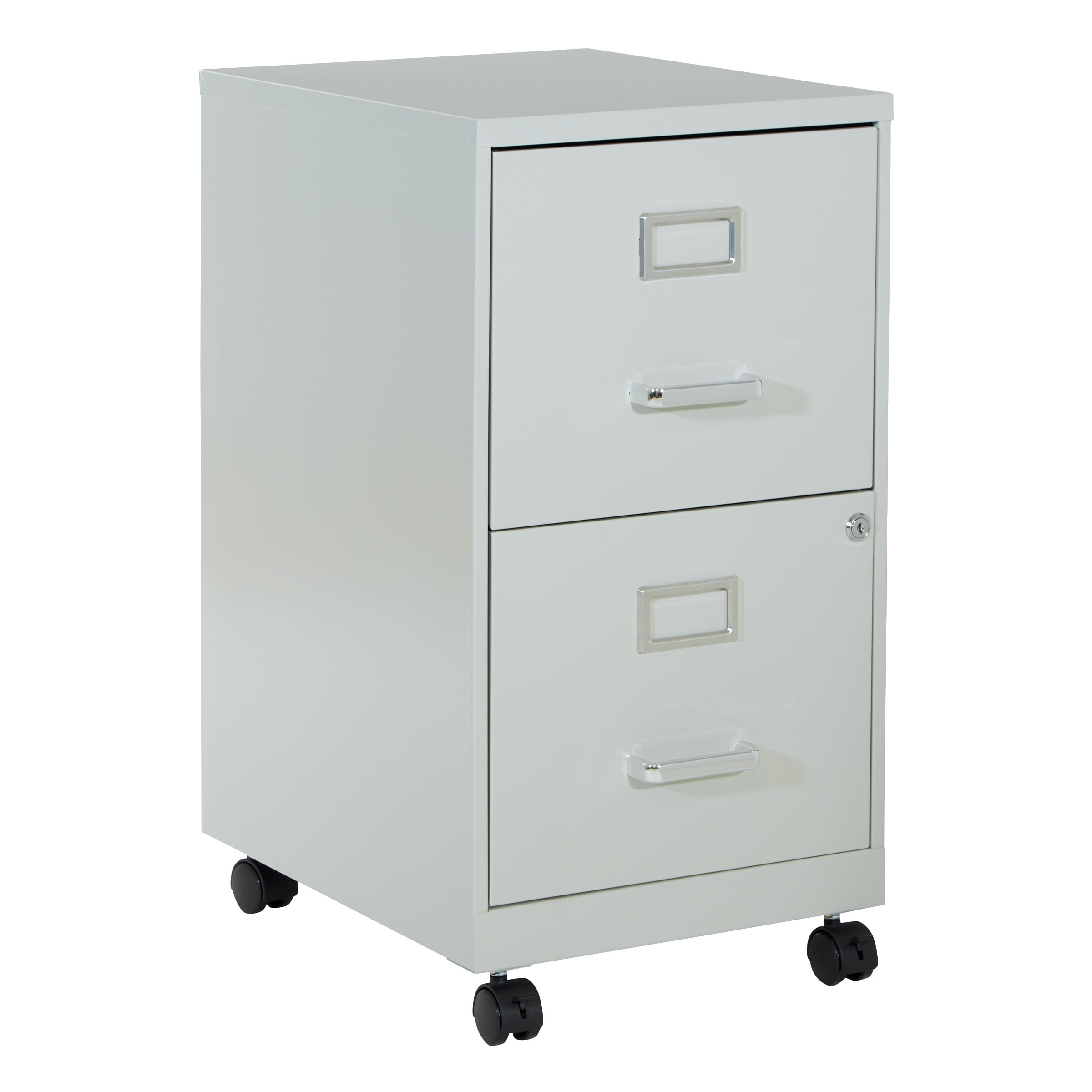 Gray Mobile Lockable 2-Drawer Metal File Cabinet