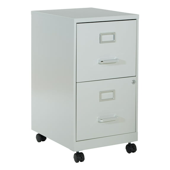 2 Drawer Mobile Locking Metal File Cabinet in Gray