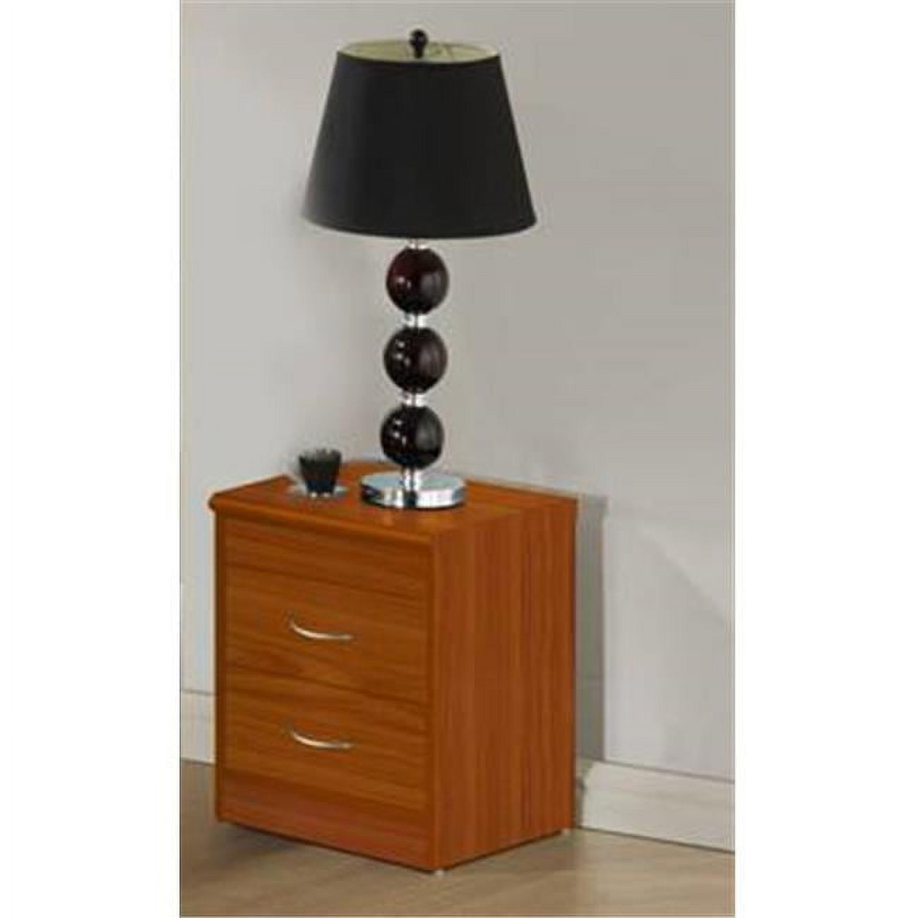 Cherry Red Contemporary 2-Drawer Nightstand with Ring Pulls