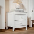 thumbnail image 1 of 2-Drawer Nightstand For Bedroom, Mid Century Retro Bedside Table With Classic Design, White, 1 of 11
