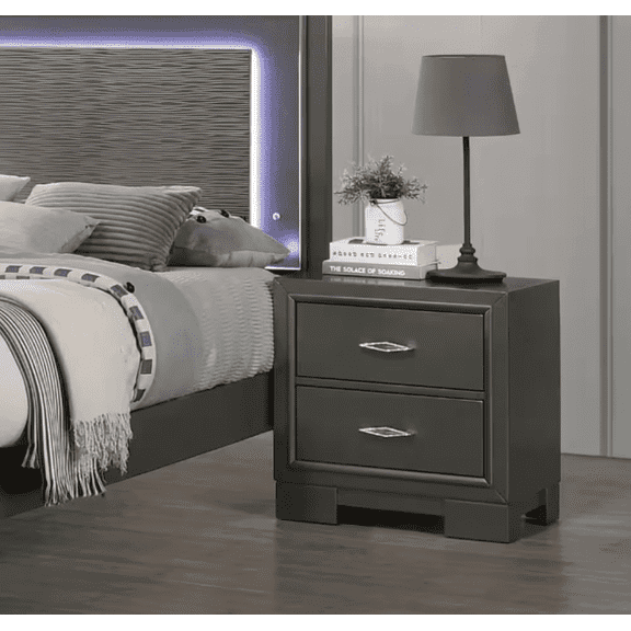 Leovanni 2-Drawer Nightstand,Metallic Gray
