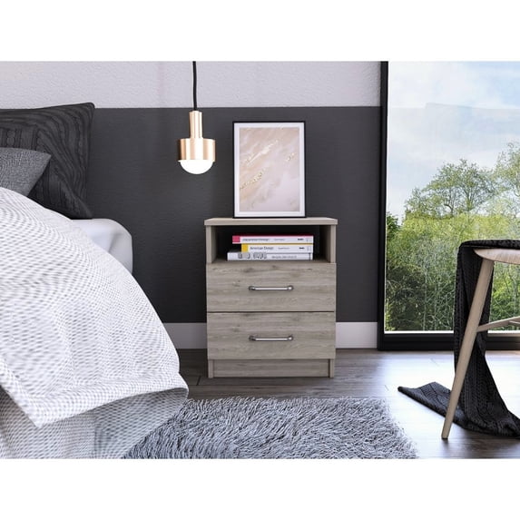 2-Drawer Nightstand | Store Books & Phones | Bedroom Surroundings