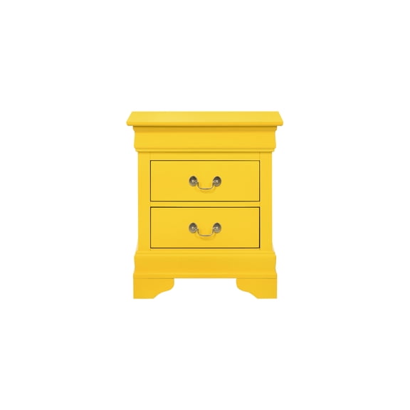 2-Drawer Nightstand - Yellow Bedside Table with Wood Veneer & Dovetail Drawers - Fully Assembled