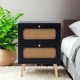 thumbnail image 1 of 2-Drawer Nightstand with Handmade Rattan Panels / Adds Cozy Touch to Space, 1 of 4