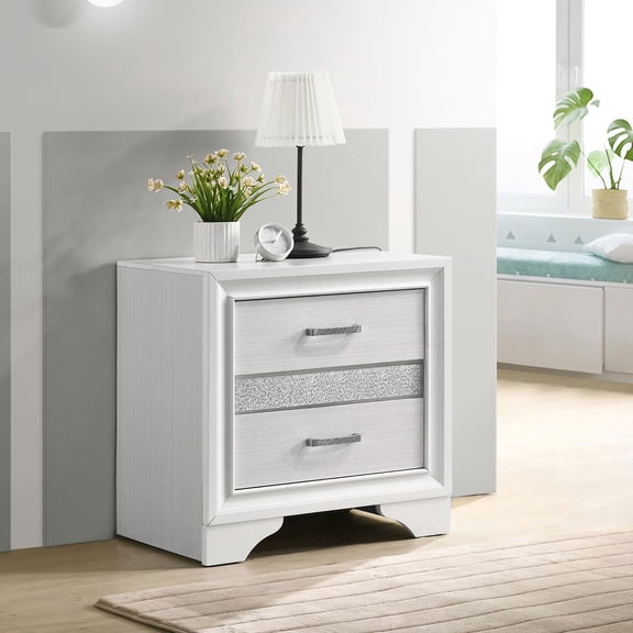2-Drawer Nightstand with Hidden Jewelry / Bedroom Use / Exclusive Pull Handles