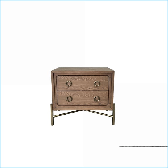 2 Drawer Nightstand with USB Charging - Latte Finish Metal Base