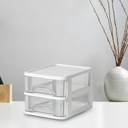 2 Drawer Plastic Storage, Mini Drawer Unit, White Frame with Clear Drawers for Craft Storage, Desktop Plastic Drawer Storage Organizer for Home, Office