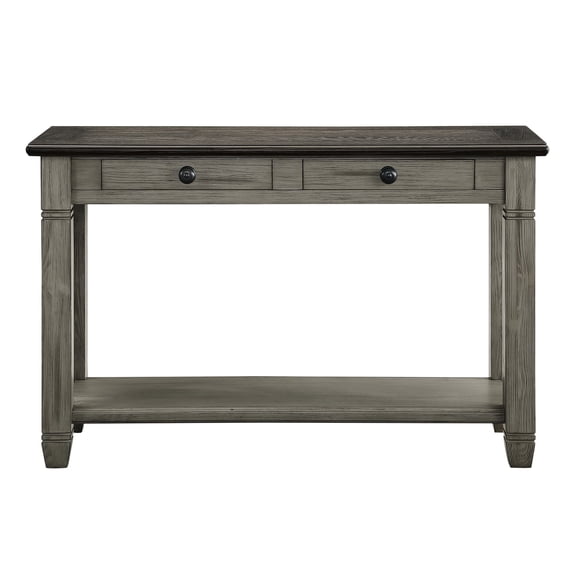 2 - Drawer Rectangular Console Table | In Casual Style for Living Rooms | Two - Tone Finish of Coffee and Antique Gray | Solves Storage and Aesthetic Problems