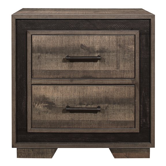 2 Drawer Rustic Nightstand, Faux Bedroom Table Nightstand In , Storage Unit