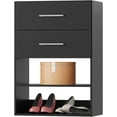 thumbnail image 1 of 2 Drawer Short Tower Closet Unit, Modular Closet System, Wood Closet System Organizer with Storage for Walk In Closets, Clothing Rack Closet for Hanging Clothes, Bedroom, Black, 19.5"W, 1 of 9