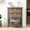 thumbnail image 1 of 2 Drawer Side Table | Used in Bedroom, Living Room, Study with 80 lbs Load | Natural Rattan Skin and Metal Handle | Moth - Proof, Air - permeable and Anti - Slip, 1 of 2